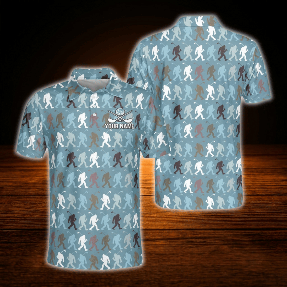 Custom Bigfoot Men's Polo Golf Shirt, Custom Bigfoot Golf Shirt