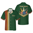Custom Retro Black Bowling Hawaiian Shirt For Men, Custom Retro Bowling Team Shirts BZ0374