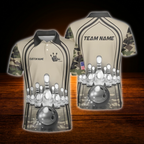 Custom Camoflage Mens Polo Bowling Shirts, Custom Camo Bowling Team Shirts