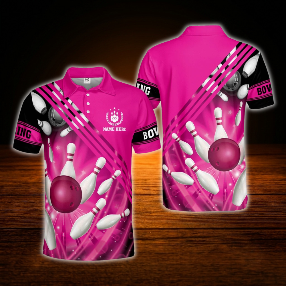 Custom Red Bowling Polo Shirts For Men, Custom Bowling Shirts