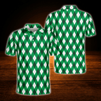 Men's Green Argyle Golf Polo Shirt, Argyle Golf Shirt
