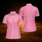 Stickfigures Pink Golf Polo Shirts For Women, Funny Golf Shirts For Ladies