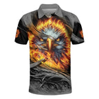 Custom Eagle Men's Grey Grunge Darts Polo Shirts, Custom Flame Eagle Darts Team Shirts DZ0020