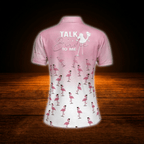 Custom Talk Birdie To Me Pink Golf Polo Shirt For Women, Custom Flamingo Golf Shirt For Ladies