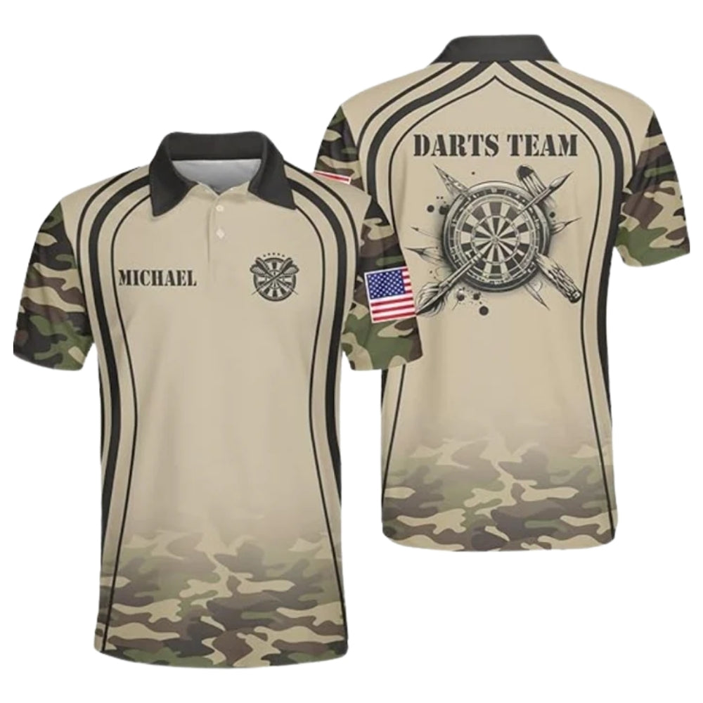 Custom Camo Darts Polo Shirt For Men, Custom Camo Darts Team Shirts DZ0021