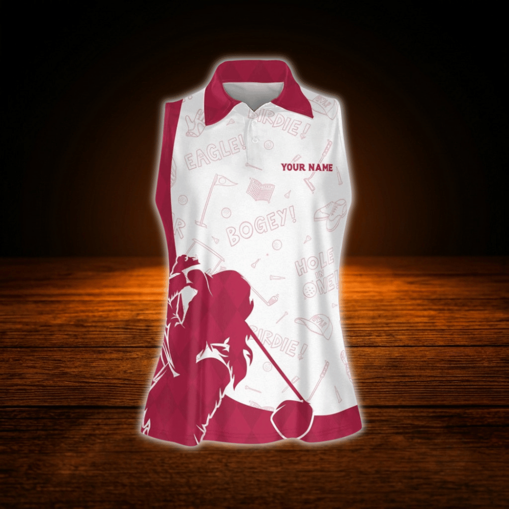 Custom Par Then Bar Flamingo Women's Sleeveless Golf Shirrt, Custom Flamingo Golf Shirts Ladies