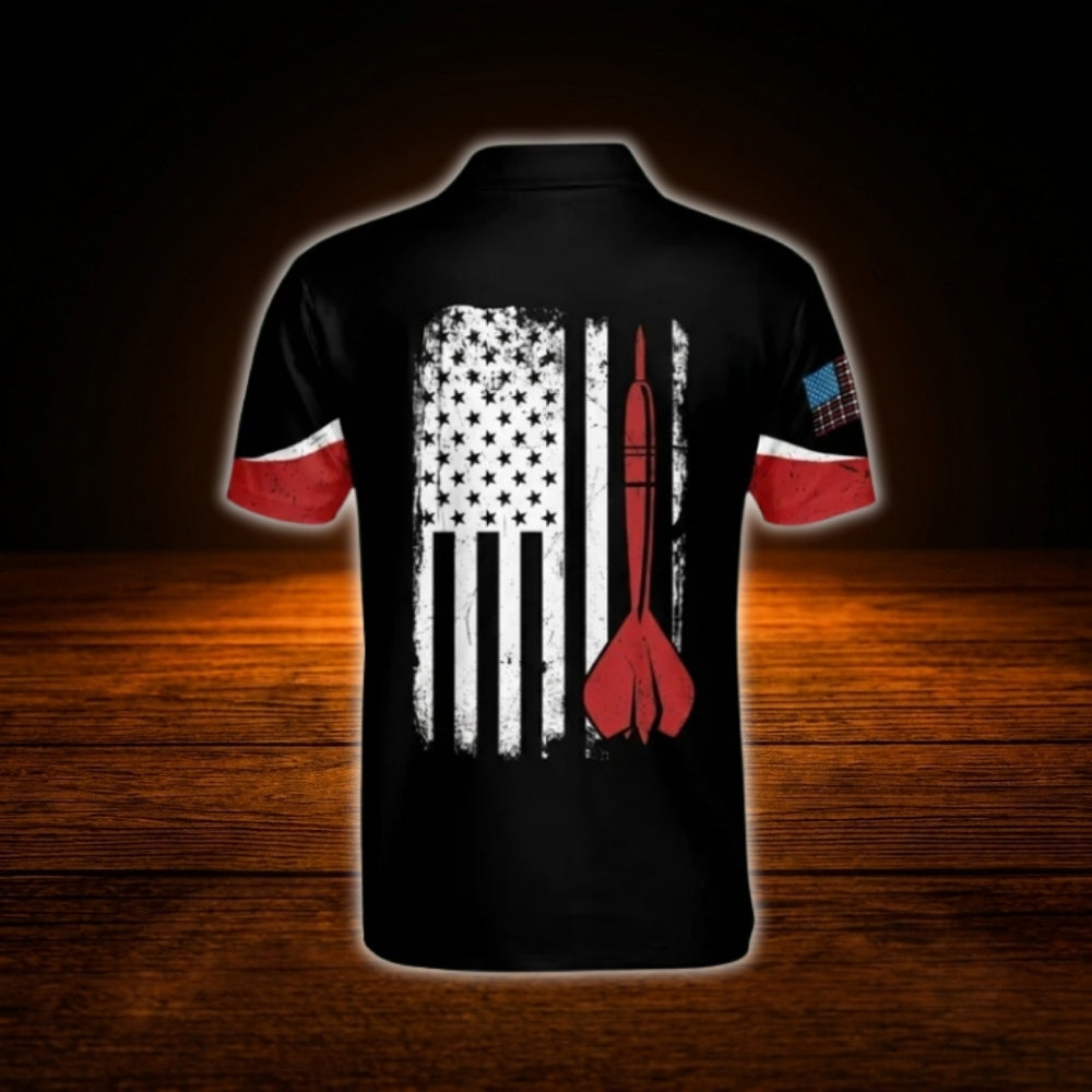 Custom USA Flag Darts Polo Shirt For Men, Custom Patriotic Dart Team Shirts