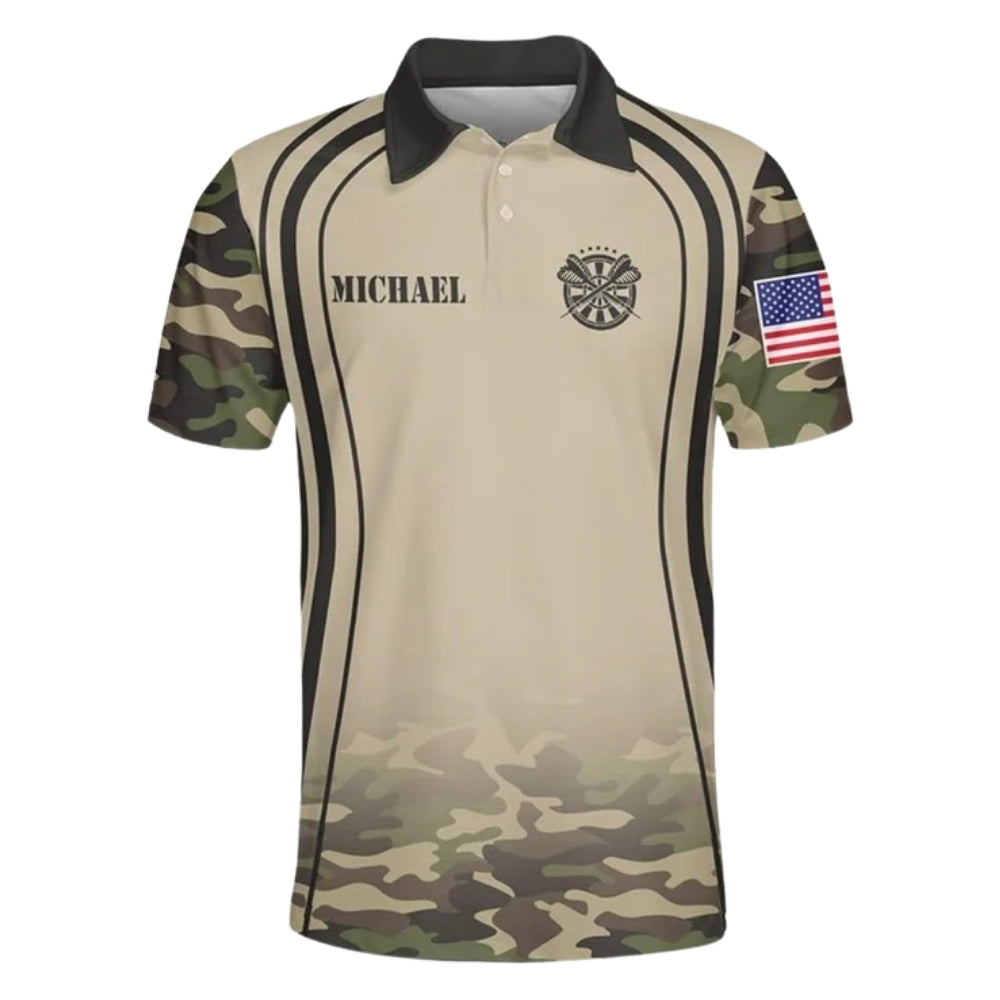 Custom Camo Darts Polo Shirt For Men, Custom Camo Darts Team Shirts DZ0021