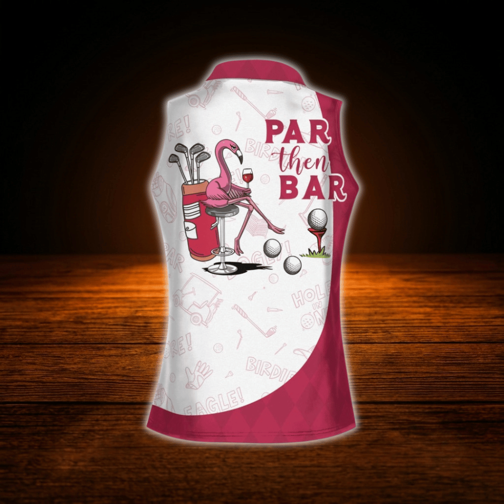 Custom Par Then Bar Flamingo Women's Sleeveless Golf Shirrt, Custom Flamingo Golf Shirts Ladies