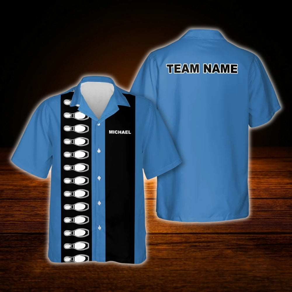 Custom Purple Black Vintage Bowling Hawaiian Shirt, Custom Team Bowling Shirt Vintage