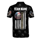 Custom American Flag 8 Ball Polo Shirt For Men, Custom Patriotic Billiard Team Shirts BIZ0001