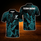 Custom Team Red Black Geometric Bowling Polo Shirt, Custom Bowling Shirt For Men