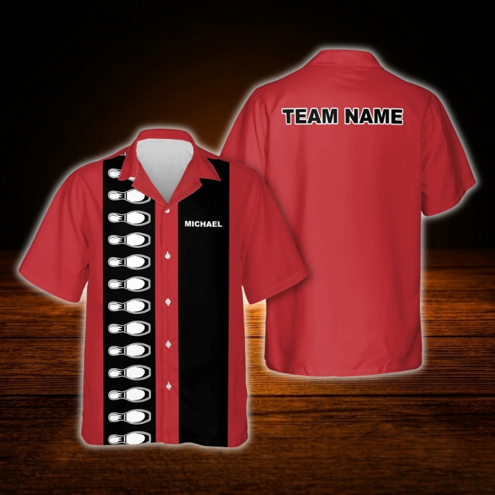 Custom Purple Black Vintage Bowling Hawaiian Shirt, Custom Team Bowling Shirt Vintage