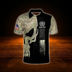 Custom Skull Camo Darts Polo Shirt For Men, Custom Skull Darts Team Shirt