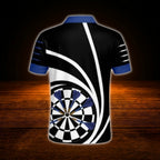 Custom Name Darts Men Polo Blue Black White, Custom Darts Shirt