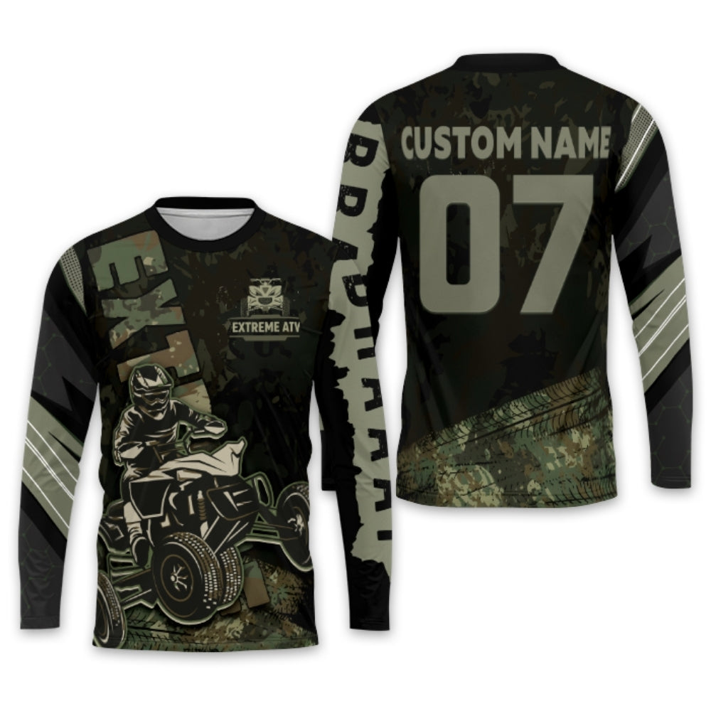 Personalized ATV Camouflage Motocross Jersey Long Sleeve For Men, Custom ATV Racing Dirt Bike Shirt