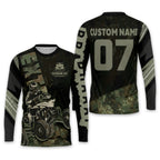 Personalized ATV Camouflage Motocross Jersey Long Sleeve For Men, Custom ATV Racing Dirt Bike Shirt