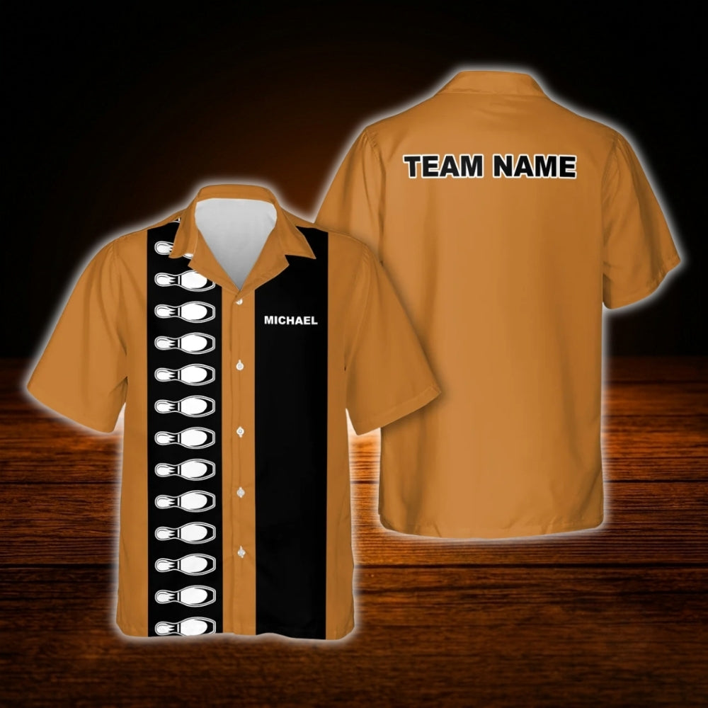 Custom Purple Black Vintage Bowling Hawaiian Shirt, Custom Team Bowling Shirt Vintage