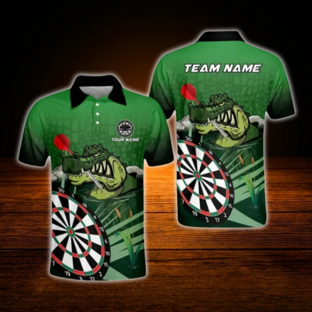 Custom Crocodile Darts Polo Shirt For Men Green, Custom Crocodile Dars Team Shirt