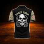 Custom Skull Camo Darts Polo Shirt For Men, Custom Skull Darts Team Shirt