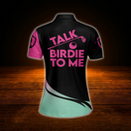 Talk Birdie To Me Custom Flamingo Women's Golf Polo Shirt, Custom Funny Flamingo Golf Shirt Ladies