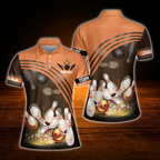 Custom Orange Team Bowling Polo Shirts Women, Custom Team Bowling Shirts For Women