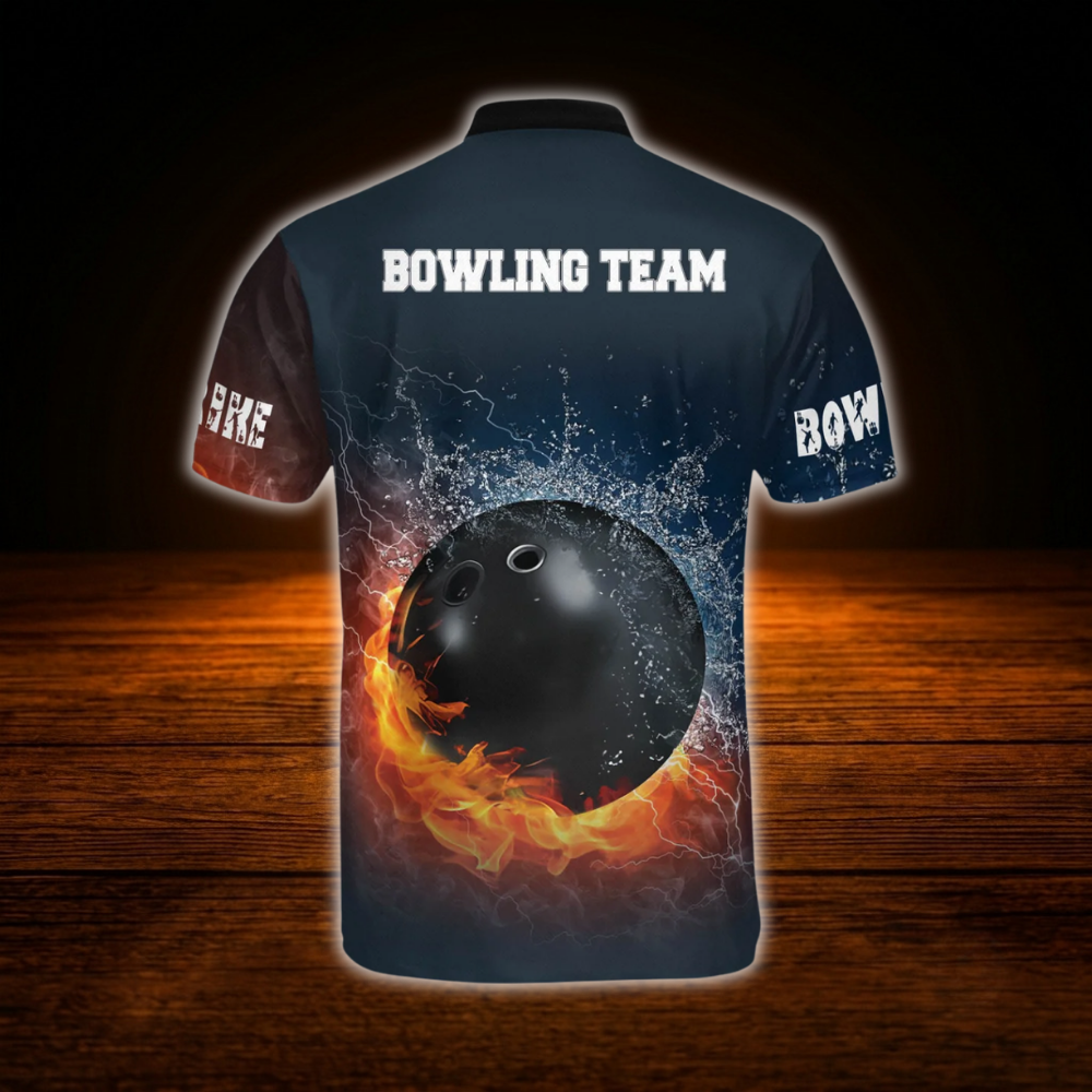 Custom Fire Bowling Men Jersey Orange Navy, Custom Flame Team Bowling Shirt