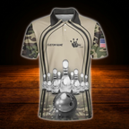 Custom Camoflage Mens Polo Bowling Shirts, Custom Camo Bowling Team Shirts