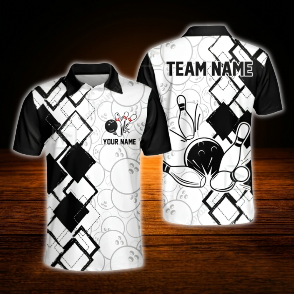 Custom American Flag Camo Bowling Polo Shirts For Men, Custom Patriotic Bowling Team Shirts (Copy)