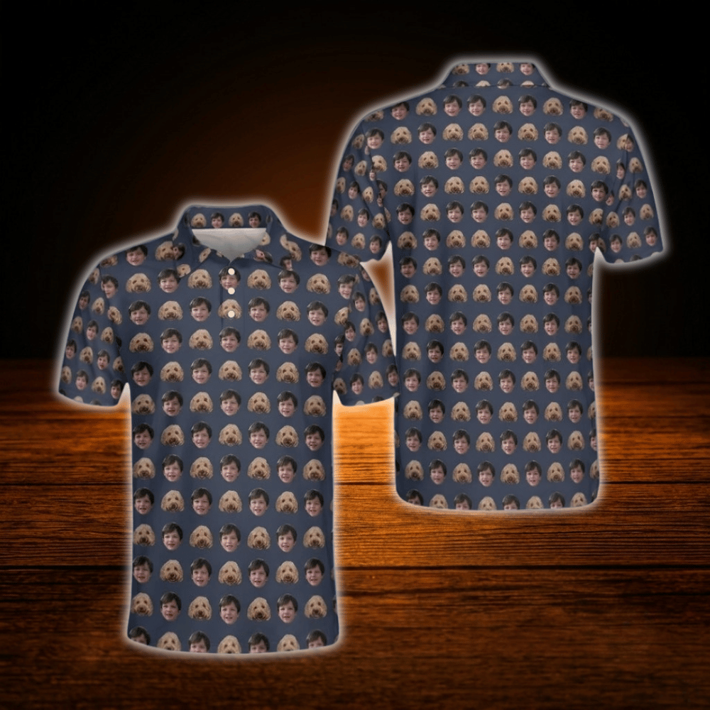Custom Face Men's Polo Golf Shirt, Custom Photo Golf Shirt