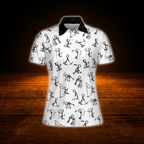 Black And White Stickfigures Ladies Golf Polo Shirts, Funny Golf Shirts For Women
