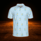 Funny Hot Dog Men's Light Blue Golf Polo Shirt, Hot Dog Golf Shirt
