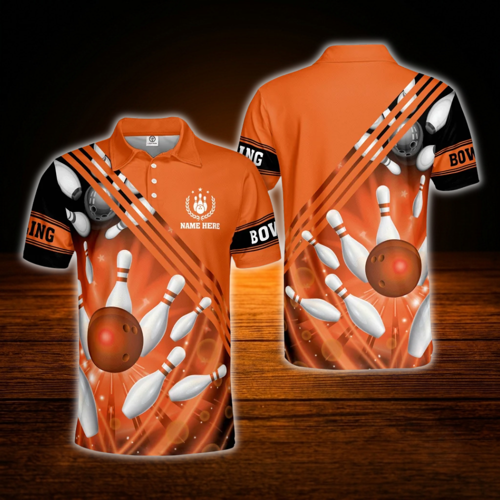 Custom Red Bowling Polo Shirts For Men, Custom Bowling Shirts