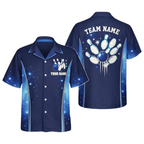 Custom Team Blue Bowling Hawaiian Shirt Mens, Custom Bowling Shirts BZ0383