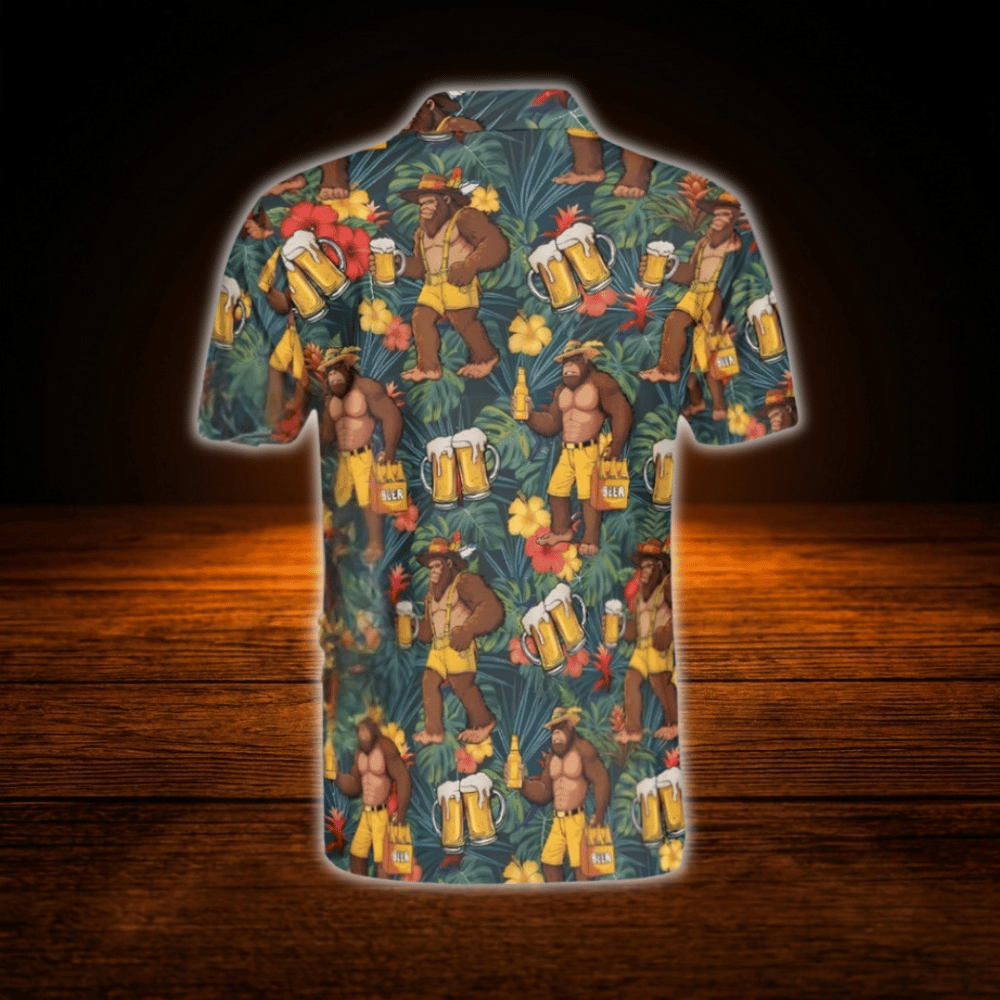 Funny Beer Bigfoot Tropical Men's Golf Polo Shirt, Bigfoot Golf Shirt