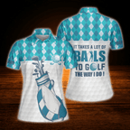 Custom It Takes A Lot Of Balls To Golf The Way I Do Argyle Golf Polo Shirts For Women, Custom Funny Womens Golf Shirts