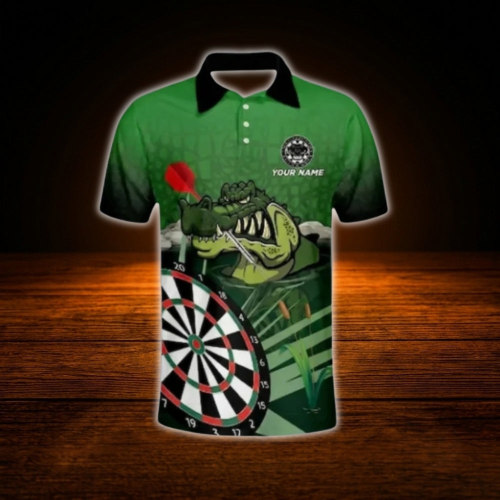 Custom Crocodile Darts Polo Shirt For Men Green, Custom Crocodile Dars Team Shirt