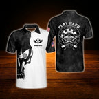 Custom Play Hard Skull Darts Men Polo Shirt, Custom Skull Dart Shirt