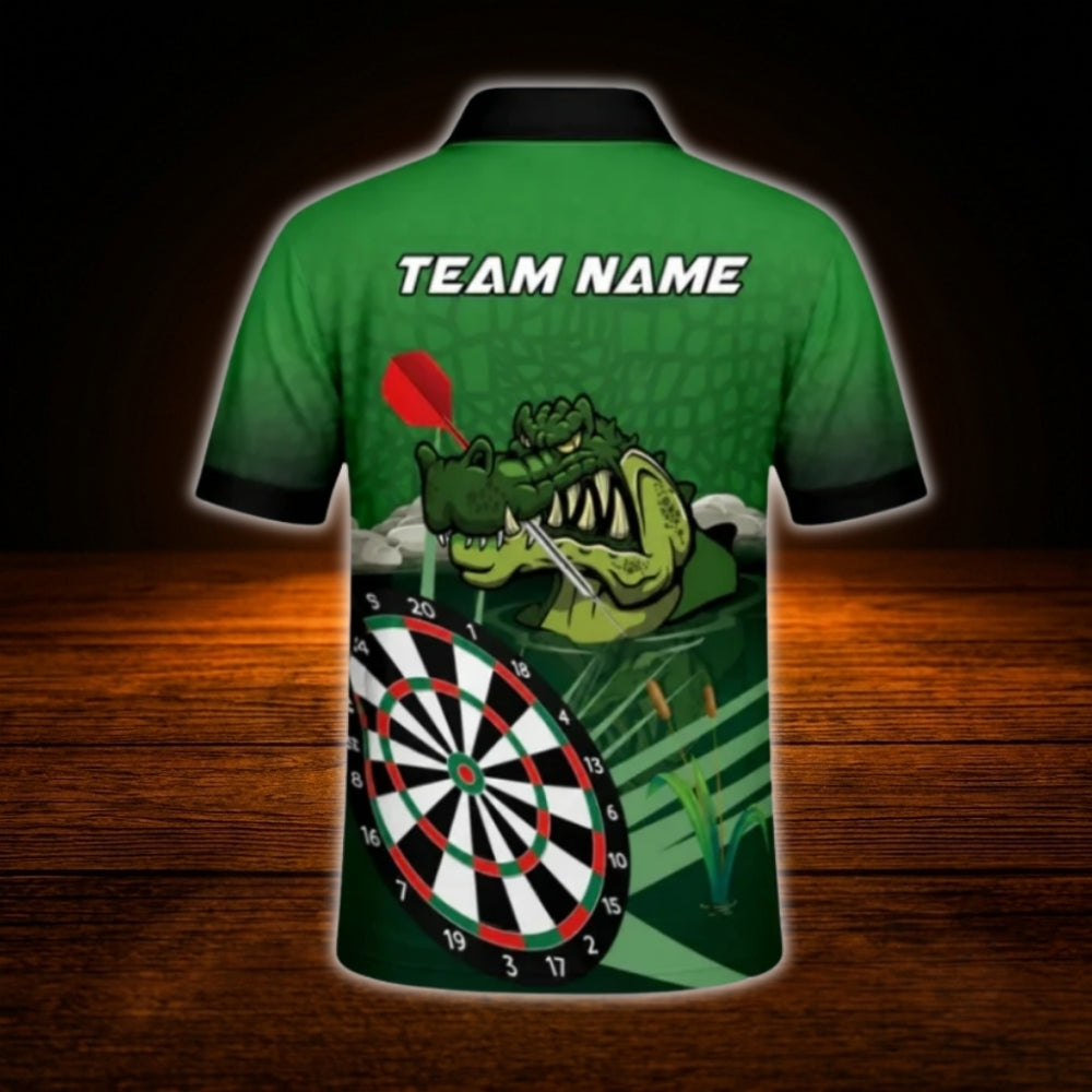 Custom Crocodile Darts Polo Shirt For Men Green, Custom Crocodile Dars Team Shirt