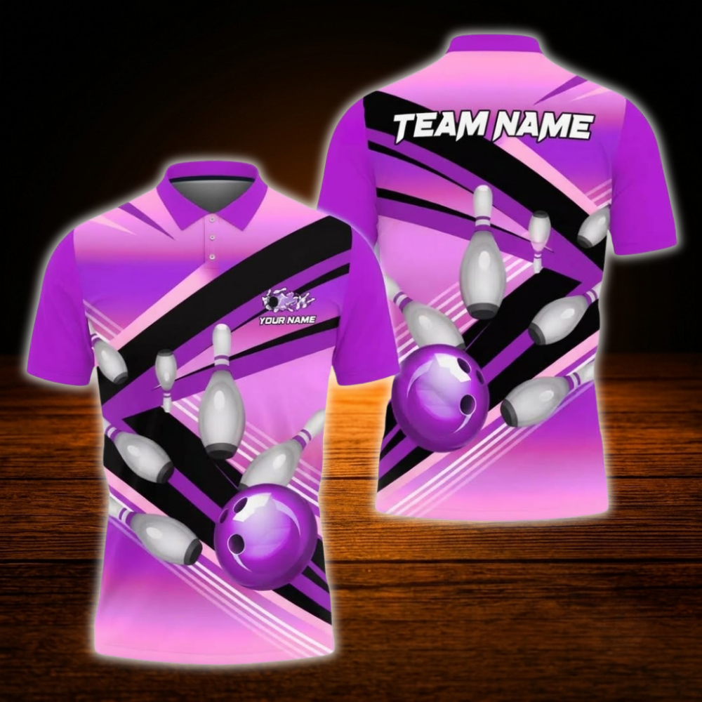 Custom Blue Bowling Team Polo Shirt For Men, Custom Bowling Shirt