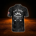 Custom Play Hard Skull Darts Men Polo Shirt, Custom Skull Dart Shirt