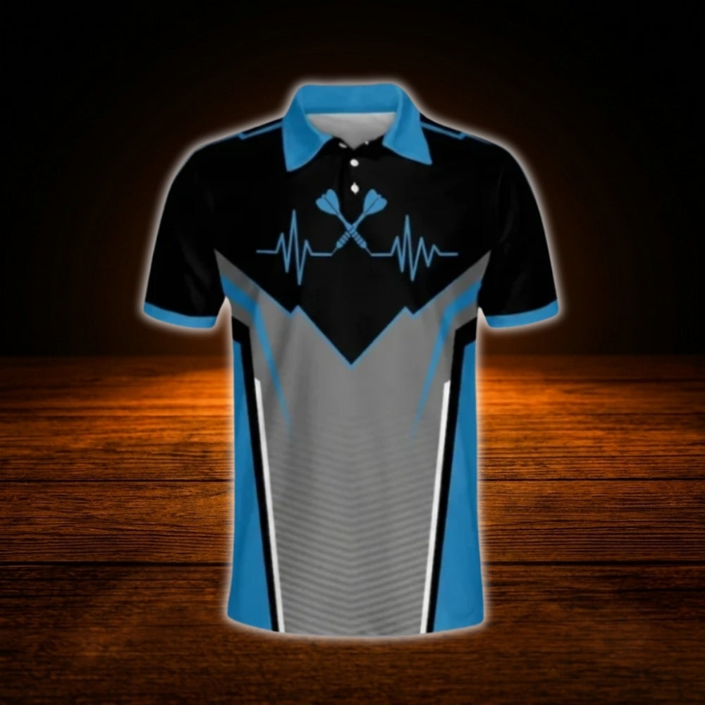 Custom Team Blue Darts Men Polo Shirt, Custom Darts Team Shirt