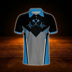 Custom Team Blue Darts Men Polo Shirt, Custom Darts Team Shirt