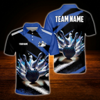 Custom Team Red Black Bowling Polo Shirt, Custom Bowling Team Shirt