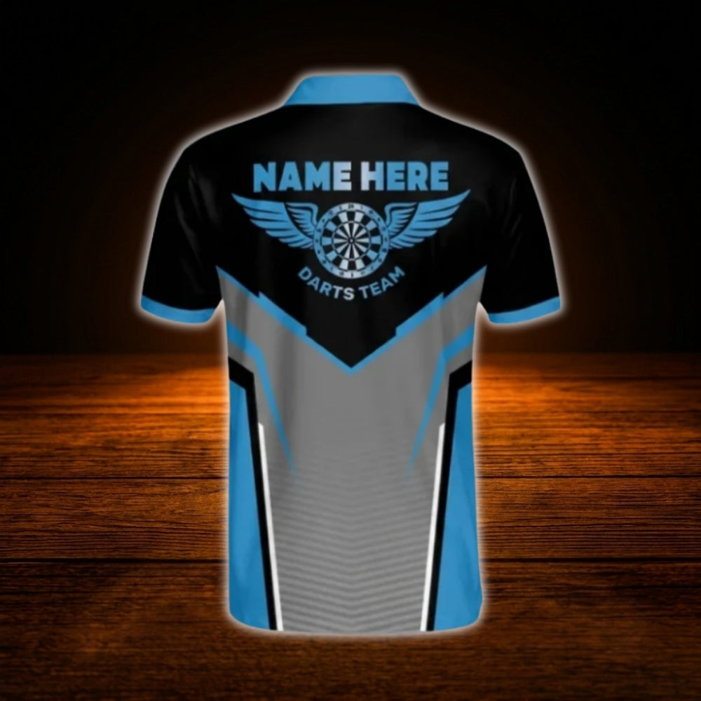 Custom Team Blue Darts Men Polo Shirt, Custom Darts Team Shirt