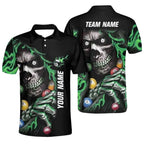 Custom Blue Skull Mens Billiard Polo Shirt, Custom Skull Billiard Team Shirts BIZ0009