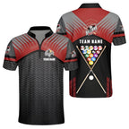 Custom Team Red And Grey Billiard Jersey Shirt Mens, Custom Billiards Pool Shirts BIZ0030
