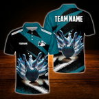 Custom Team Red Black Bowling Polo Shirt, Custom Bowling Team Shirt