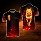 Custom Fire Wolf Darts Polo Shirt Men, Custom Wolf Dart Shirt