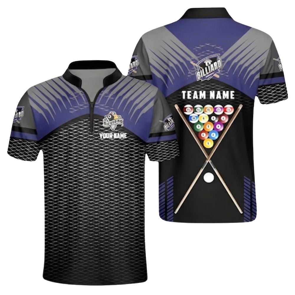 Custom Team Red And Grey Billiard Jersey Shirt Mens, Custom Billiards Pool Shirts BIZ0030
